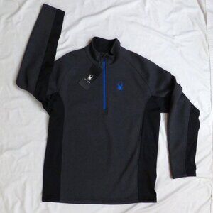 SPYDER NWT Outdoor Quarter Zip Sweater Dark Grey & Black